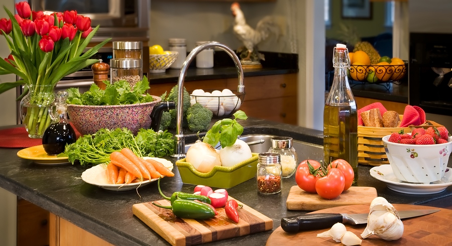 Healthy Ingredients Laid Out On Counter.