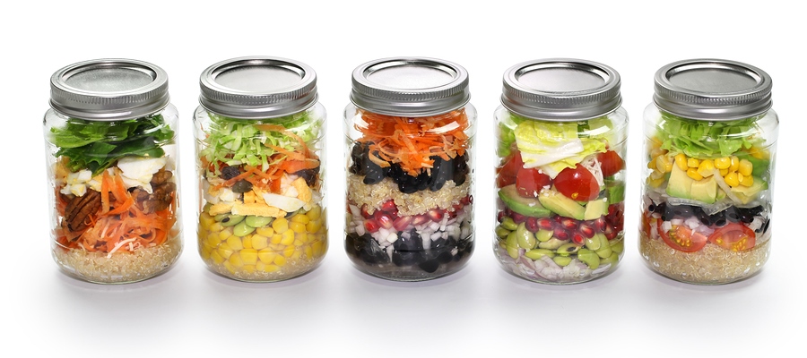 homemade salad in glass jar