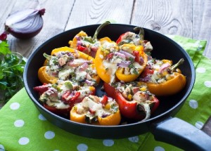 Tortilla-free Breakfast “Burrito” (Breakfast Stuffed Bell Peppers)